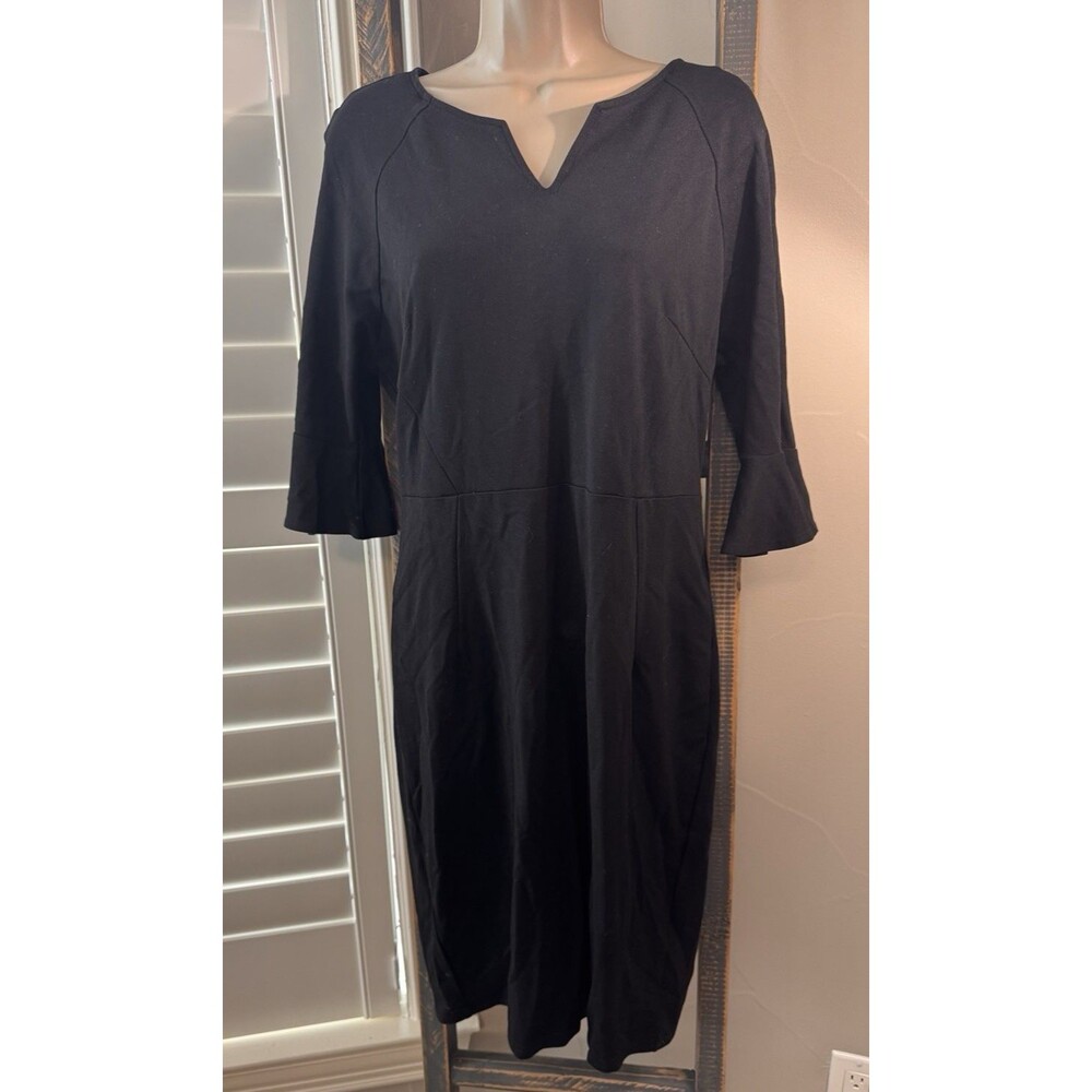 WOOSUNZE Women's Half Sleeve A-Line Black Dress Stretch Sz Large
